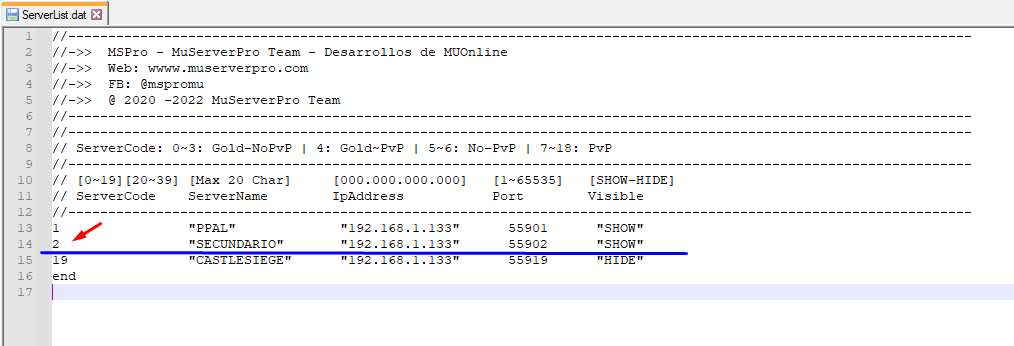Ejemplo de ServerList
